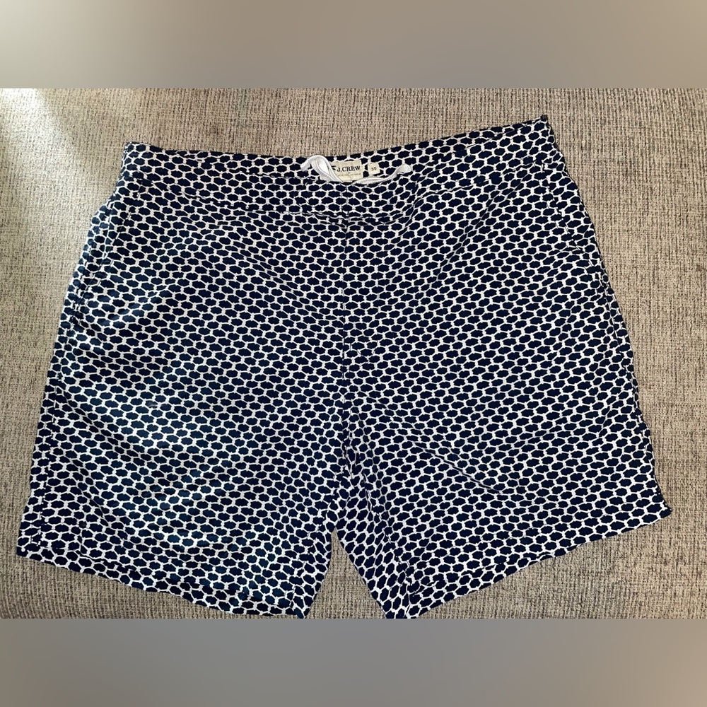Mens J Crew navy blue and white swim shorts swim trunks swimsuit